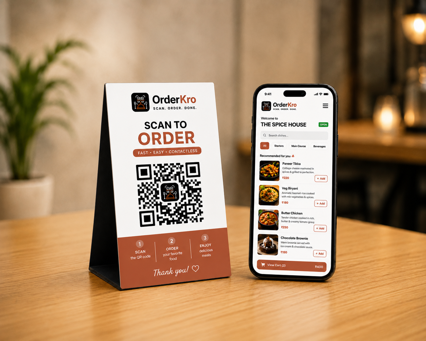 QR table ordering mockup
